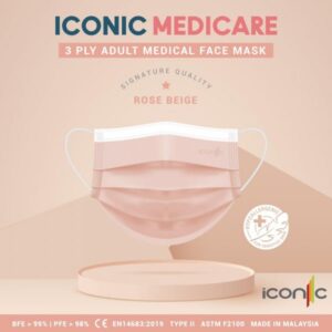 Iconic 3 PLY Medical Disposable Face Mask *ROSE BEIGE*
