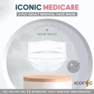 Iconic 3 PLY Medical Disposable Face Mask *SIGNATURE SNOW WHITE*